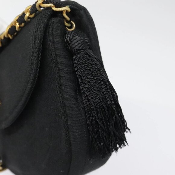 CHANEL Chain Shoulder Bag Cotton Black Gold CC - Picture 13 of 16